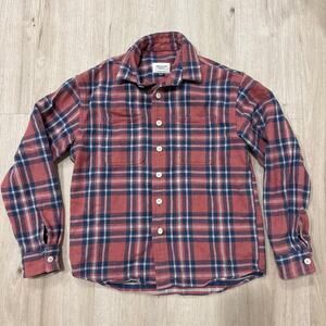 American Eagle Pink Orange Blue Plaid Cotton Button Up Flannel Shirt Size XS